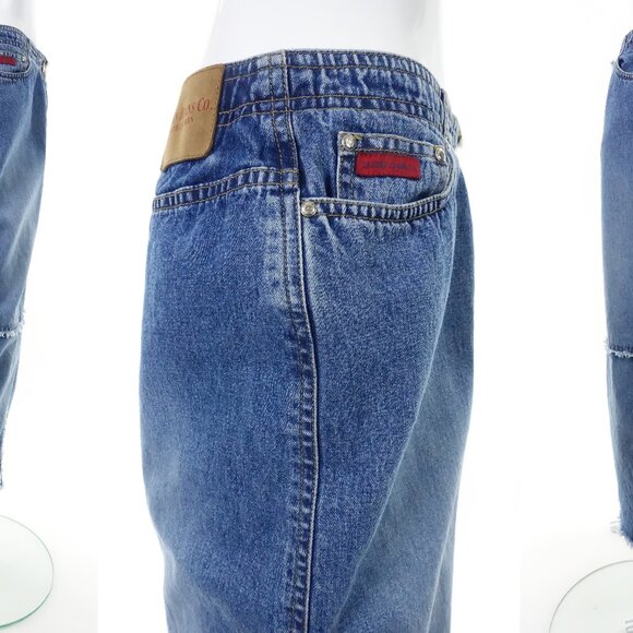 Vintage Ralph Lauren Jeans Patchwork Denim Maxi Skirt Raw Hem 1990s Y2K Size 6 - Picture 4 of 10